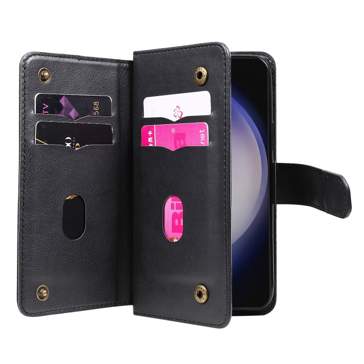 For Samsung Galaxy S25+ / S24+ 5G Multi-Function Wallet 10 Card Slots Leather Phone Case(Black) - Galaxy S25+ 5G Cases by PMC Jewellery | Online Shopping South Africa | PMC Jewellery | Buy Now Pay Later Mobicred