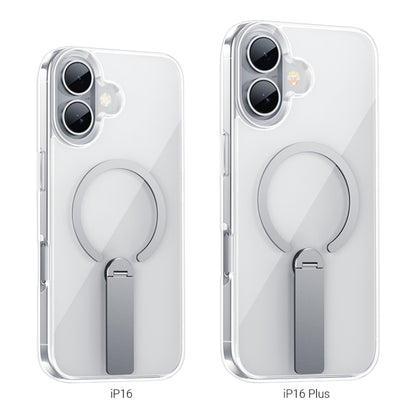 For iPhone 16 hoco AS10 Pole Stand MagSafe Magnetic Phone Protective Case(Transparent) - iPhone 16 Cases by hoco | Online Shopping South Africa | PMC Jewellery | Buy Now Pay Later Mobicred