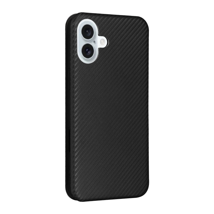 For iPhone 16 Plus Carbon Fiber Texture Flip Leather Phone Case(Black) - iPhone 16 Plus Cases by PMC Jewellery | Online Shopping South Africa | PMC Jewellery | Buy Now Pay Later Mobicred