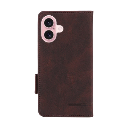 For iPhone 16 Plus Magnetic Clasp Leather Phone Case(Brown) - iPhone 16 Plus Cases by PMC Jewellery | Online Shopping South Africa | PMC Jewellery | Buy Now Pay Later Mobicred