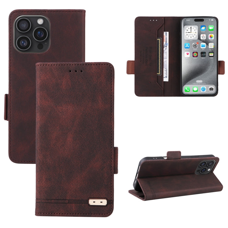 For iPhone 16 Pro Max Magnetic Clasp Leather Phone Case(Brown) - iPhone 16 Pro Max Cases by PMC Jewellery | Online Shopping South Africa | PMC Jewellery | Buy Now Pay Later Mobicred