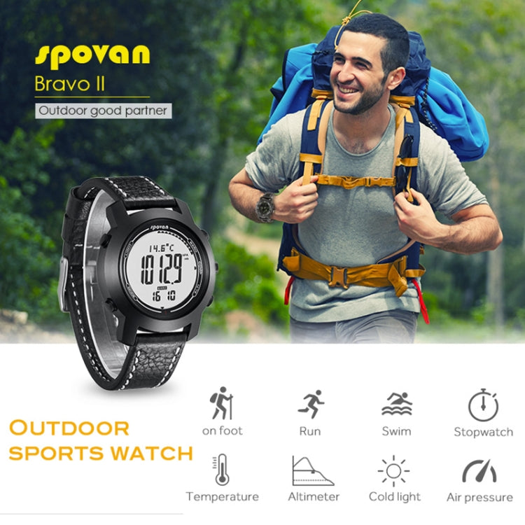 SPOVAN Bravo II Multifunctional Outdoor Sports Compass Watch(Black+White) - LED Digital Watches by SPOVAN | Online Shopping South Africa | PMC Jewellery | Buy Now Pay Later Mobicred