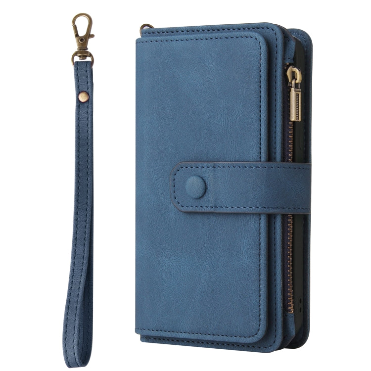 For Samsung Galaxy S24 FE 5G Skin Feel Multi Card Slots Zipper Wallet Leather Phone Case(Blue) - Galaxy S24 FE 5G Cases by PMC Jewellery | Online Shopping South Africa | PMC Jewellery | Buy Now Pay Later Mobicred