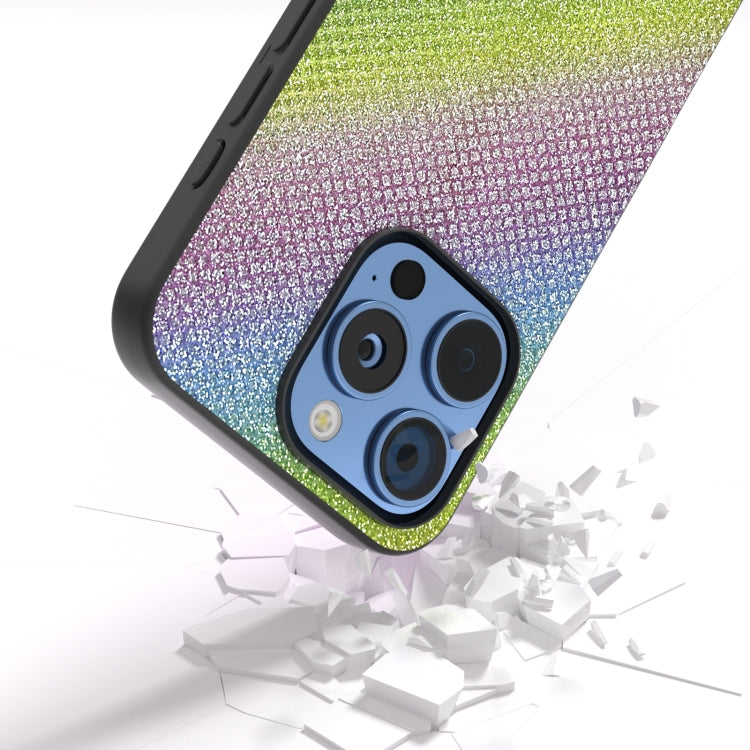 For iPhone 16 Pro Diamond Black Frame Phone Case(Rainbow Diamond) - iPhone 16 Pro Cases by PMC Jewellery | Online Shopping South Africa | PMC Jewellery | Buy Now Pay Later Mobicred