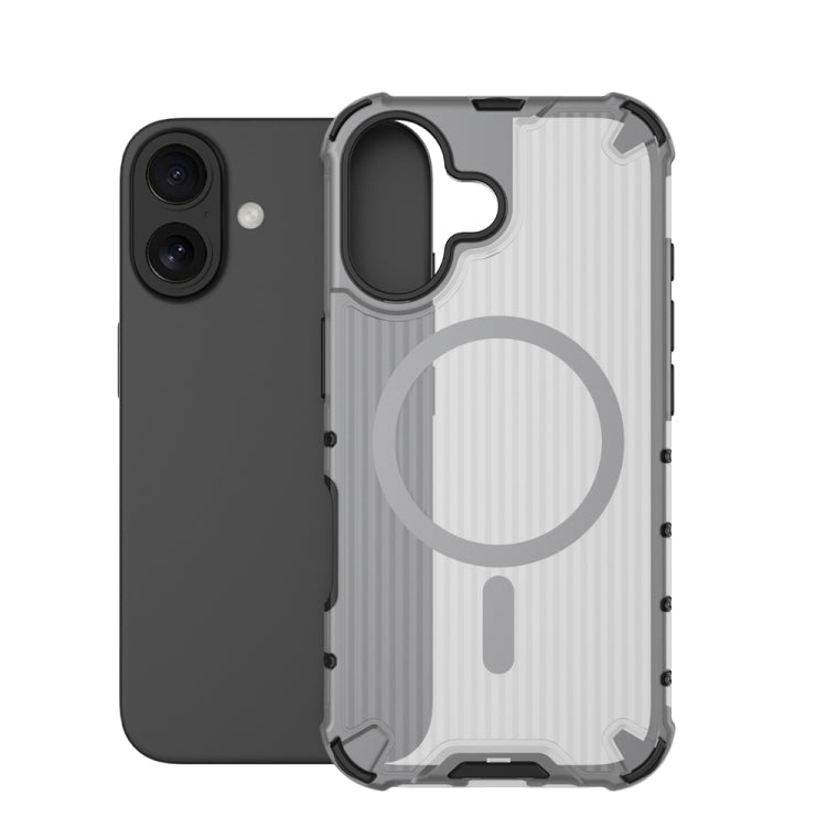 For iPhone 16 Grating Airbag Shockproof MagSafe Frosted Phone Case(Black) - iPhone 16 Cases by PMC Jewellery | Online Shopping South Africa | PMC Jewellery | Buy Now Pay Later Mobicred