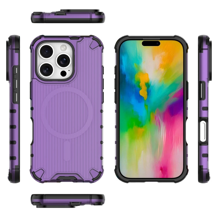 For iPhone 16 Pro Grating Airbag Shockproof MagSafe Frosted Phone Case(Purple) - iPhone 16 Pro Cases by PMC Jewellery | Online Shopping South Africa | PMC Jewellery | Buy Now Pay Later Mobicred