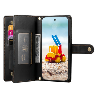 For Google Pixel 9 Pro XL Nine Card-slot Zipper Wallet Bag Leather Phone Case(Black) - Google Cases by PMC Jewellery | Online Shopping South Africa | PMC Jewellery | Buy Now Pay Later Mobicred