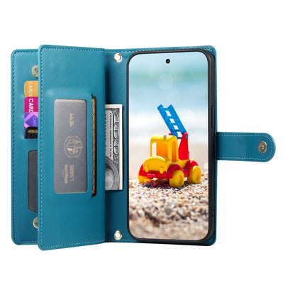 For Google Pixel 9 Pro XL Nine Card-slot Zipper Wallet Bag Leather Phone Case(Blue) - Google Cases by PMC Jewellery | Online Shopping South Africa | PMC Jewellery | Buy Now Pay Later Mobicred