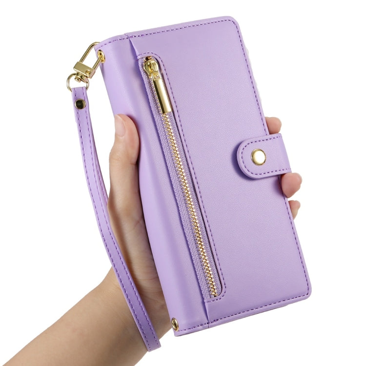 For Redmi K70 Nine Card-slot Zipper Wallet Bag Leather Phone Case(Purple) - K70 Cases by PMC Jewellery | Online Shopping South Africa | PMC Jewellery | Buy Now Pay Later Mobicred