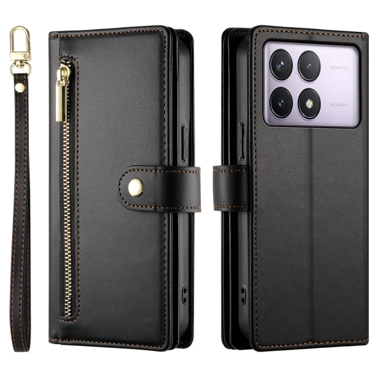 For Redmi K70 Nine Card-slot Zipper Wallet Bag Leather Phone Case(Black) - K70 Cases by PMC Jewellery | Online Shopping South Africa | PMC Jewellery | Buy Now Pay Later Mobicred