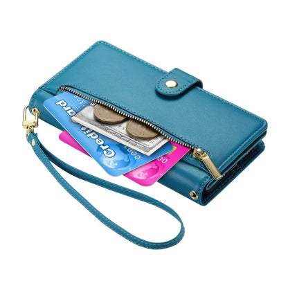 For Redmi K70 Nine Card-slot Zipper Wallet Bag Leather Phone Case(Blue) - K70 Cases by PMC Jewellery | Online Shopping South Africa | PMC Jewellery | Buy Now Pay Later Mobicred