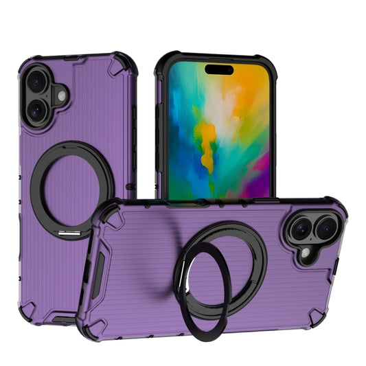 For iPhone 16 Plus Grating 360 Degree Rotating Holder Shockproof Phone Case(Purple) - iPhone 16 Plus Cases by PMC Jewellery | Online Shopping South Africa | PMC Jewellery | Buy Now Pay Later Mobicred