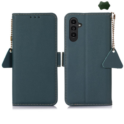 For Samsung Galaxy S24 FE 5G Side-Magnetic TJ Genuine Leather RFID Phone Case(Green) - Galaxy S24 FE 5G Cases by PMC Jewellery | Online Shopping South Africa | PMC Jewellery | Buy Now Pay Later Mobicred