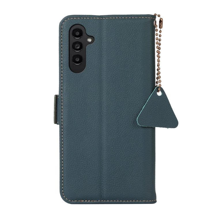 For Samsung Galaxy S24 FE 5G Side-Magnetic TJ Genuine Leather RFID Phone Case(Green) - Galaxy S24 FE 5G Cases by PMC Jewellery | Online Shopping South Africa | PMC Jewellery | Buy Now Pay Later Mobicred