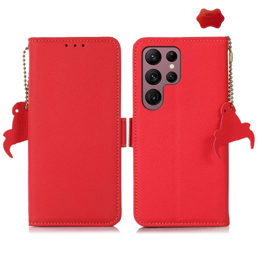 For Samsung Galaxy S25 Ultra 5G Side-Magnetic TJ Genuine Leather RFID Phone Case(Red) - Galaxy S25 Ultra 5G Cases by PMC Jewellery | Online Shopping South Africa | PMC Jewellery | Buy Now Pay Later Mobicred