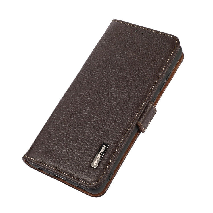 For Samsung Galaxy S24 FE 5G KHAZNEH Side-Magnetic Litchi Genuine Leather RFID Phone Case(Brown) - Galaxy S24 FE 5G Cases by PMC Jewellery | Online Shopping South Africa | PMC Jewellery | Buy Now Pay Later Mobicred