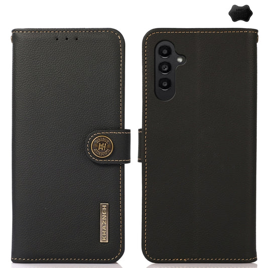 For Samsung Galaxy S24 FE 5G KHAZNEH Custer Genuine Leather RFID Phone Case(Black) - Galaxy S23 FE 5G Cases by PMC Jewellery | Online Shopping South Africa | PMC Jewellery | Buy Now Pay Later Mobicred