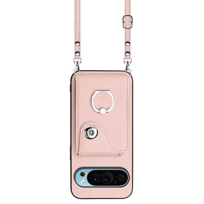 For Google Pixel 9 / 9 Pro Organ Card Bag Ring Holder Phone Case with Long Lanyard(Pink) - Google Cases by PMC Jewellery | Online Shopping South Africa | PMC Jewellery | Buy Now Pay Later Mobicred