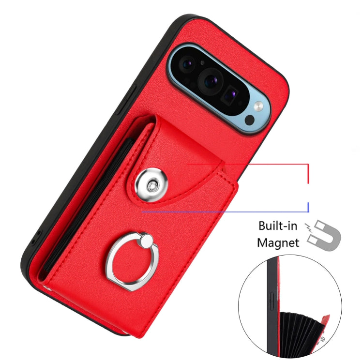 For Google Pixel 9 / 9 Pro Organ Card Bag Ring Holder Phone Case with Long Lanyard(Red) - Google Cases by PMC Jewellery | Online Shopping South Africa | PMC Jewellery | Buy Now Pay Later Mobicred