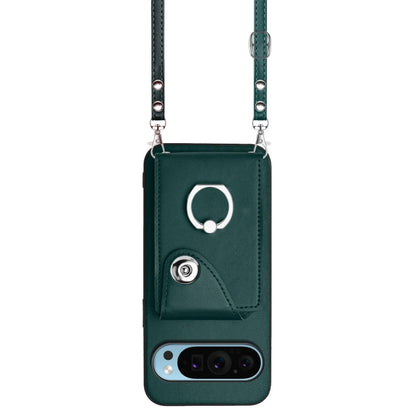 For Google Pixel 9 / 9 Pro Organ Card Bag Ring Holder Phone Case with Long Lanyard(Green) - Google Cases by PMC Jewellery | Online Shopping South Africa | PMC Jewellery | Buy Now Pay Later Mobicred