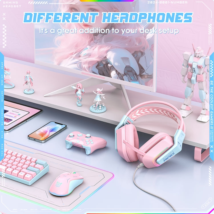 ONIKUMA X13 RGB Colorful Lighting Wired Gaming Headset with Microphone, Length:2.2m(Pink) - Multimedia Headset by ONIKUMA | Online Shopping South Africa | PMC Jewellery | Buy Now Pay Later Mobicred