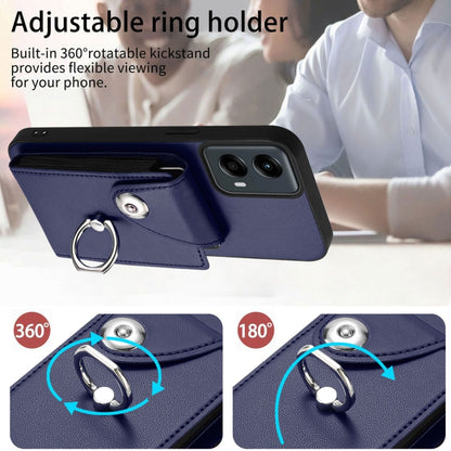 For Motorola Moto G 5G 2024 Organ Card Bag Ring Holder Phone Case with Long Lanyard(Blue) - Motorola Cases by PMC Jewellery | Online Shopping South Africa | PMC Jewellery | Buy Now Pay Later Mobicred