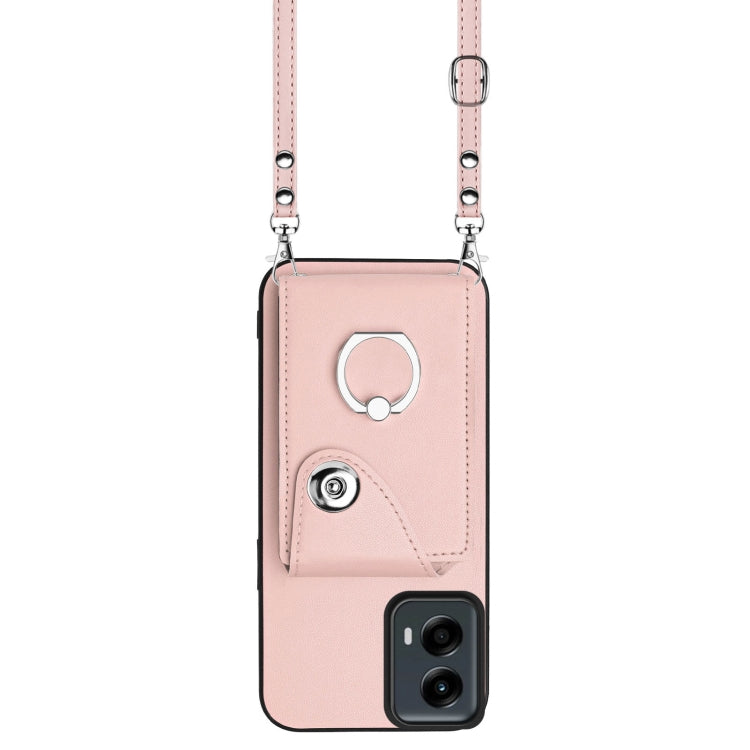 For Motorola Moto G 5G 2024 Organ Card Bag Ring Holder Phone Case with Long Lanyard(Pink) - Motorola Cases by PMC Jewellery | Online Shopping South Africa | PMC Jewellery | Buy Now Pay Later Mobicred