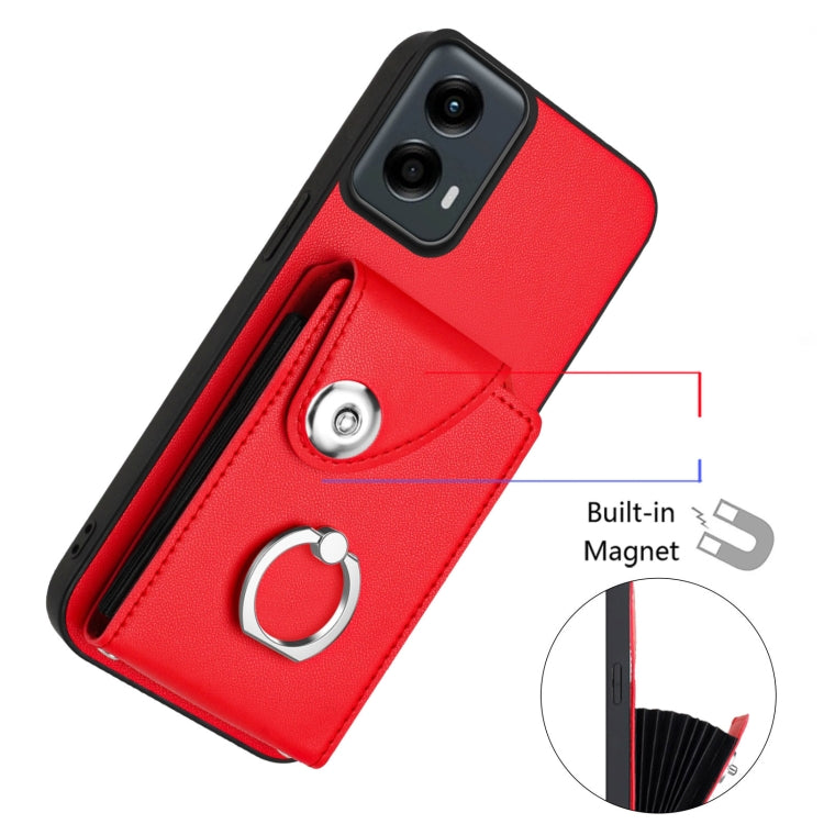 For Motorola Moto G 5G 2024 Organ Card Bag Ring Holder Phone Case with Long Lanyard(Red) - Motorola Cases by PMC Jewellery | Online Shopping South Africa | PMC Jewellery | Buy Now Pay Later Mobicred