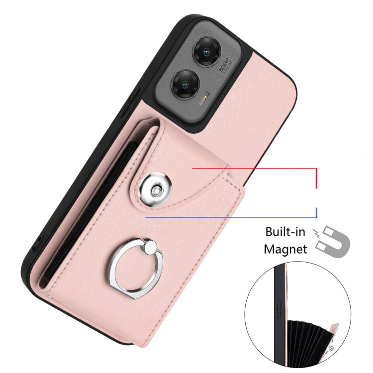 For Motorola Moto G Stylus 5G 2024 Organ Card Bag Ring Holder Phone Case with Long Lanyard(Pink) - Motorola Cases by PMC Jewellery | Online Shopping South Africa | PMC Jewellery | Buy Now Pay Later Mobicred