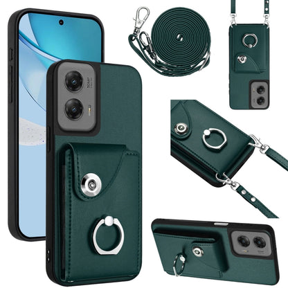 For Motorola Moto G Stylus 5G 2024 Organ Card Bag Ring Holder Phone Case with Long Lanyard(Green) - Motorola Cases by PMC Jewellery | Online Shopping South Africa | PMC Jewellery | Buy Now Pay Later Mobicred