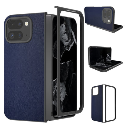 For Google Pixel 9 Pro Fold PU Leather Black Frame Full Coverage Phone Case(Dark Blue) - Google Cases by PMC Jewellery | Online Shopping South Africa | PMC Jewellery | Buy Now Pay Later Mobicred