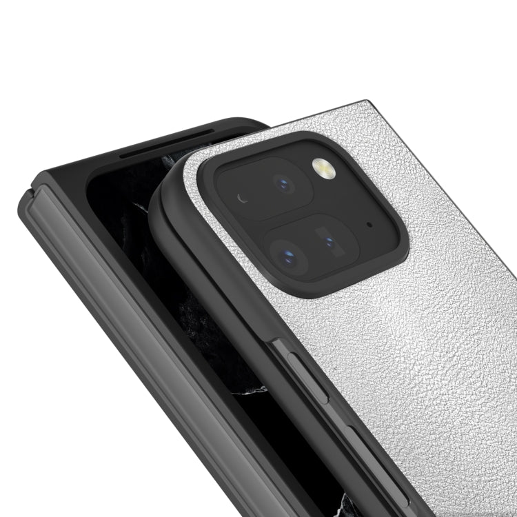 For Google Pixel 9 Pro Fold PU Leather Black Frame Full Coverage Phone Case(Silver) - Google Cases by PMC Jewellery | Online Shopping South Africa | PMC Jewellery | Buy Now Pay Later Mobicred