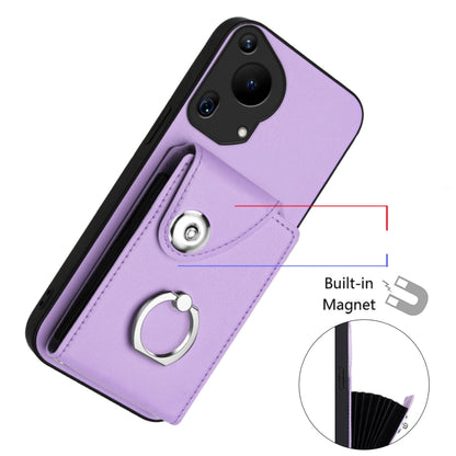 For Huawei Pura 70 Ultra Organ Card Bag Ring Holder Phone Case with Long Lanyard(Purple) - Huawei Cases by PMC Jewellery | Online Shopping South Africa | PMC Jewellery | Buy Now Pay Later Mobicred