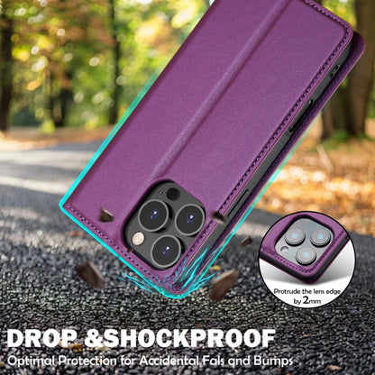 For iPhone 16 Pro Max LC.IMEEKE L1 Series Frosted Fine Texture PU Phone Case(Purple) - iPhone 16 Pro Max Cases by LC.IMEEKE | Online Shopping South Africa | PMC Jewellery | Buy Now Pay Later Mobicred