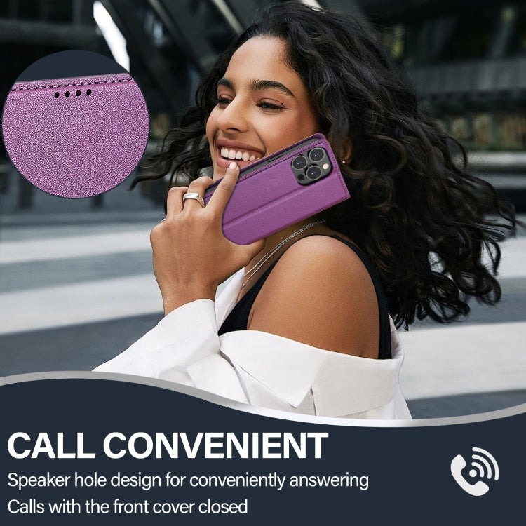 For iPhone 16 Pro LC.IMEEKE L1 Series Frosted Fine Texture PU Phone Case(Purple) - iPhone 16 Pro Cases by LC.IMEEKE | Online Shopping South Africa | PMC Jewellery | Buy Now Pay Later Mobicred