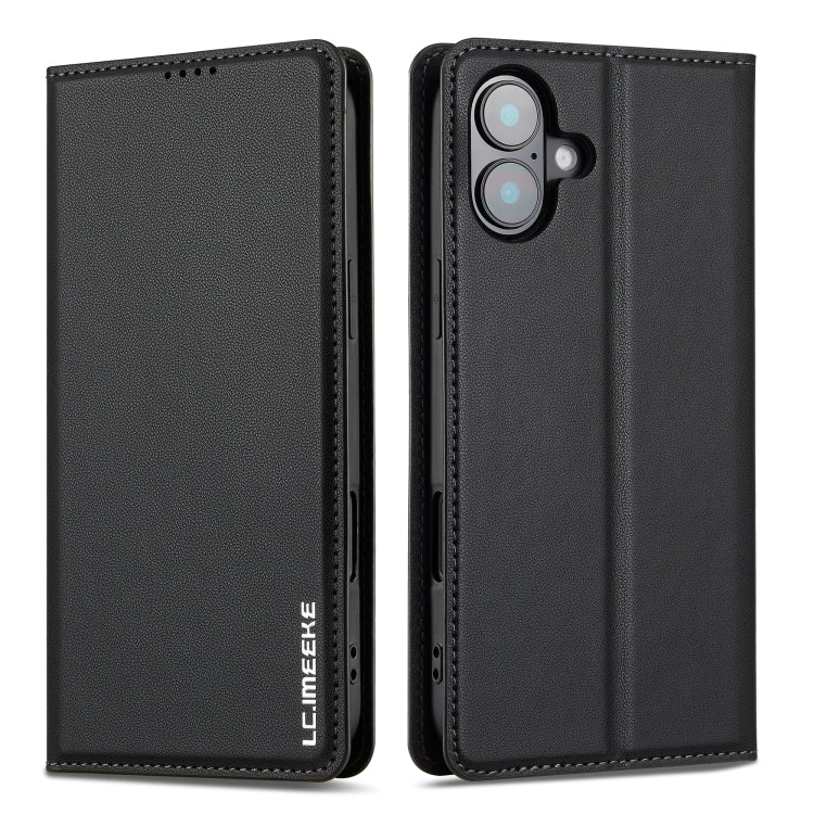 For iPhone 16 Plus LC.IMEEKE L1 Series Frosted Fine Texture PU Phone Case(Black) - iPhone 16 Plus Cases by LC.IMEEKE | Online Shopping South Africa | PMC Jewellery | Buy Now Pay Later Mobicred