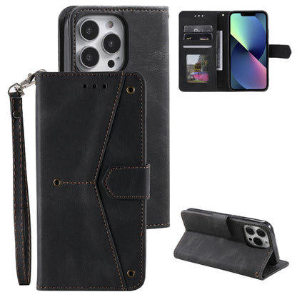 For iPhone 16 Pro Max Nail Skin Feel Stitching Calf Texture Leather Phone Case(Black) - iPhone 16 Pro Max Cases by PMC Jewellery | Online Shopping South Africa | PMC Jewellery | Buy Now Pay Later Mobicred