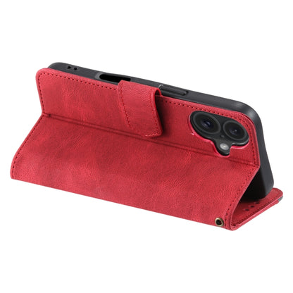 For iPhone 16 Nail Skin Feel Stitching Calf Texture Leather Phone Case(Red) - iPhone 16 Cases by PMC Jewellery | Online Shopping South Africa | PMC Jewellery | Buy Now Pay Later Mobicred