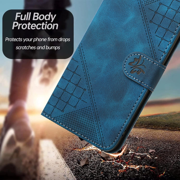 For Redmi K70 YX0080 Grid Butterfly Embossed Pattern Flip Leather Phone Case with Lanyard(Dark Blue) - K70 Cases by PMC Jewellery | Online Shopping South Africa | PMC Jewellery | Buy Now Pay Later Mobicred