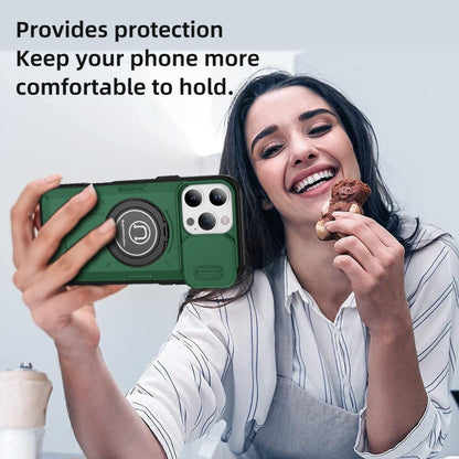 For iPhone 16 Pro Max Sliding Camshield TPU Hybrid PC Magnetic Holder Phone Case(Dark Green) - iPhone 16 Pro Max Cases by PMC Jewellery | Online Shopping South Africa | PMC Jewellery | Buy Now Pay Later Mobicred