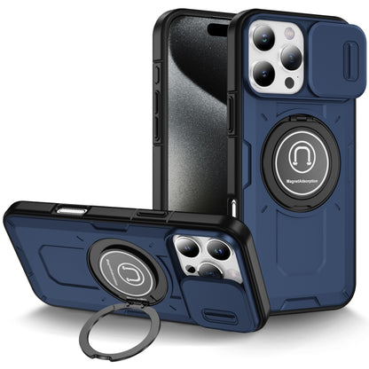 For iPhone 16 Pro Sliding Camshield TPU Hybrid PC Magnetic Holder Phone Case(Dark Blue) - iPhone 16 Pro Cases by PMC Jewellery | Online Shopping South Africa | PMC Jewellery | Buy Now Pay Later Mobicred