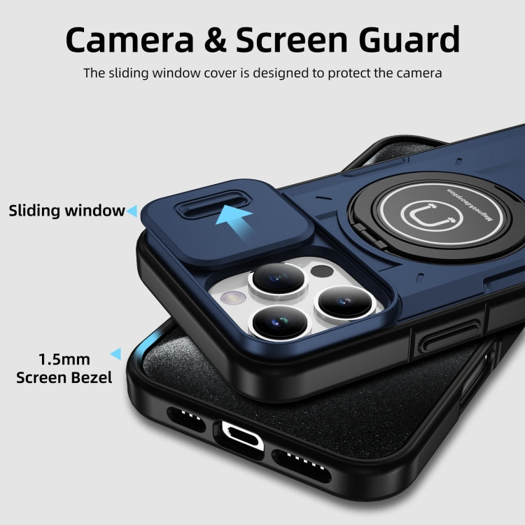 For iPhone 16 Pro Sliding Camshield TPU Hybrid PC Magnetic Holder Phone Case(Dark Blue) - iPhone 16 Pro Cases by PMC Jewellery | Online Shopping South Africa | PMC Jewellery | Buy Now Pay Later Mobicred