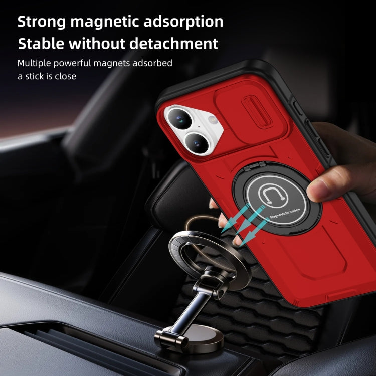 For iPhone 16 Plus Sliding Camshield TPU Hybrid PC Magnetic Holder Phone Case(Red) - iPhone 16 Plus Cases by PMC Jewellery | Online Shopping South Africa | PMC Jewellery | Buy Now Pay Later Mobicred