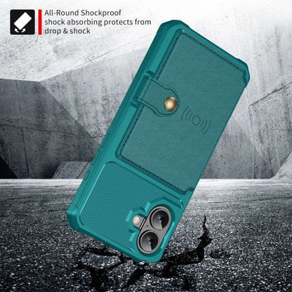 For iPhone 16 Plus Magnetic Wallet Card Bag Leather Phone Case(Cyan) - iPhone 16 Plus Cases by PMC Jewellery | Online Shopping South Africa | PMC Jewellery | Buy Now Pay Later Mobicred