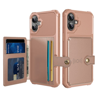 For iPhone 16 Magnetic Wallet Card Bag Leather Phone Case(Rose Gold) - iPhone 16 Cases by PMC Jewellery | Online Shopping South Africa | PMC Jewellery | Buy Now Pay Later Mobicred