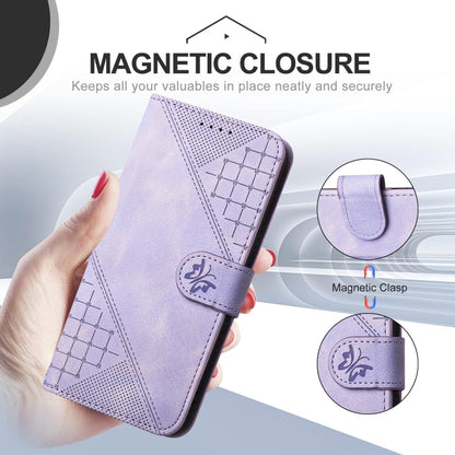 For Google Pixel 9 Pro XL YX0080 Grid Butterfly Embossed Pattern Flip Leather Phone Case with Lanyard(Light Purple) - Google Cases by PMC Jewellery | Online Shopping South Africa | PMC Jewellery | Buy Now Pay Later Mobicred