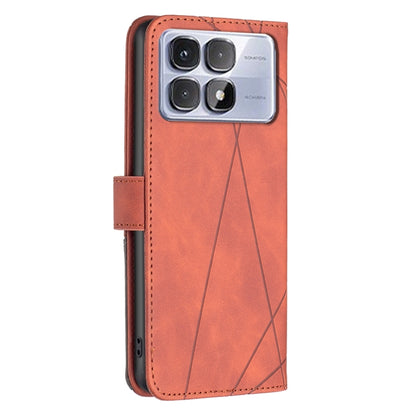 For Redmi K70 Ultra Magnetic Buckle Rhombus Texture Leather Phone Case(Brown) - Xiaomi Cases by PMC Jewellery | Online Shopping South Africa | PMC Jewellery | Buy Now Pay Later Mobicred