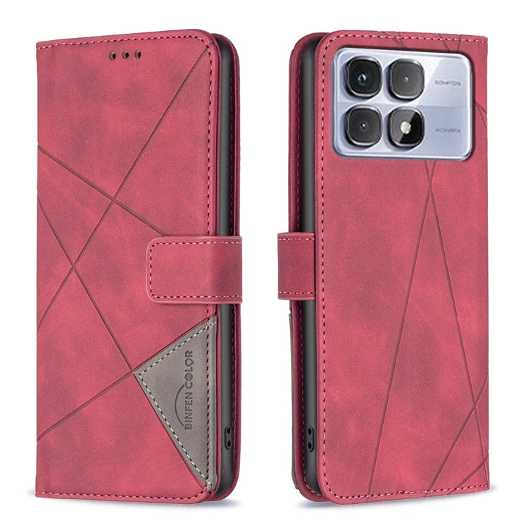 For Redmi K70 Ultra Magnetic Buckle Rhombus Texture Leather Phone Case(Red) - Xiaomi Cases by PMC Jewellery | Online Shopping South Africa | PMC Jewellery | Buy Now Pay Later Mobicred