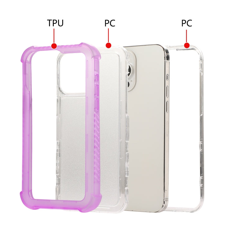 For iPhone 16 Pro Max Transparent Matte TPU Hybrid PC 3-in-1 Phone Case(Purple) - iPhone 16 Pro Max Cases by PMC Jewellery | Online Shopping South Africa | PMC Jewellery | Buy Now Pay Later Mobicred