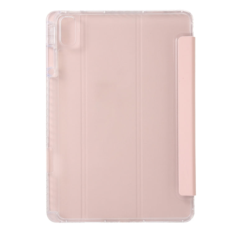 For Huawei Matepad SE 11 2024 Clear Acrylic 3-Fold Leather Tablet Case(Pink) - Huawei by PMC Jewellery | Online Shopping South Africa | PMC Jewellery | Buy Now Pay Later Mobicred